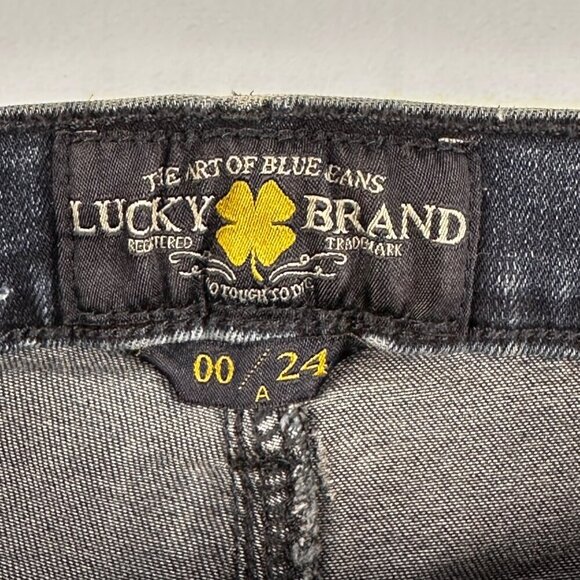 Lucky Brand Womens Distressed Jeans 00/24 Dark Wash Frayed Hem Brooke Legging - Picture 3 of 10